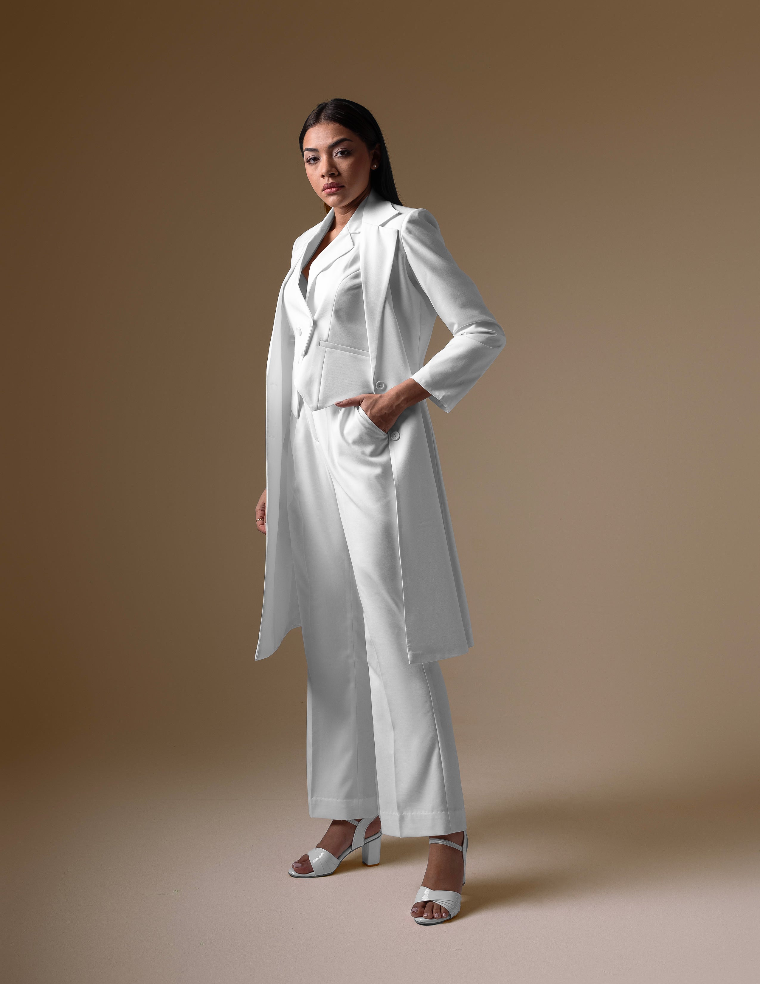 White 3-Piece Layered Co-ord