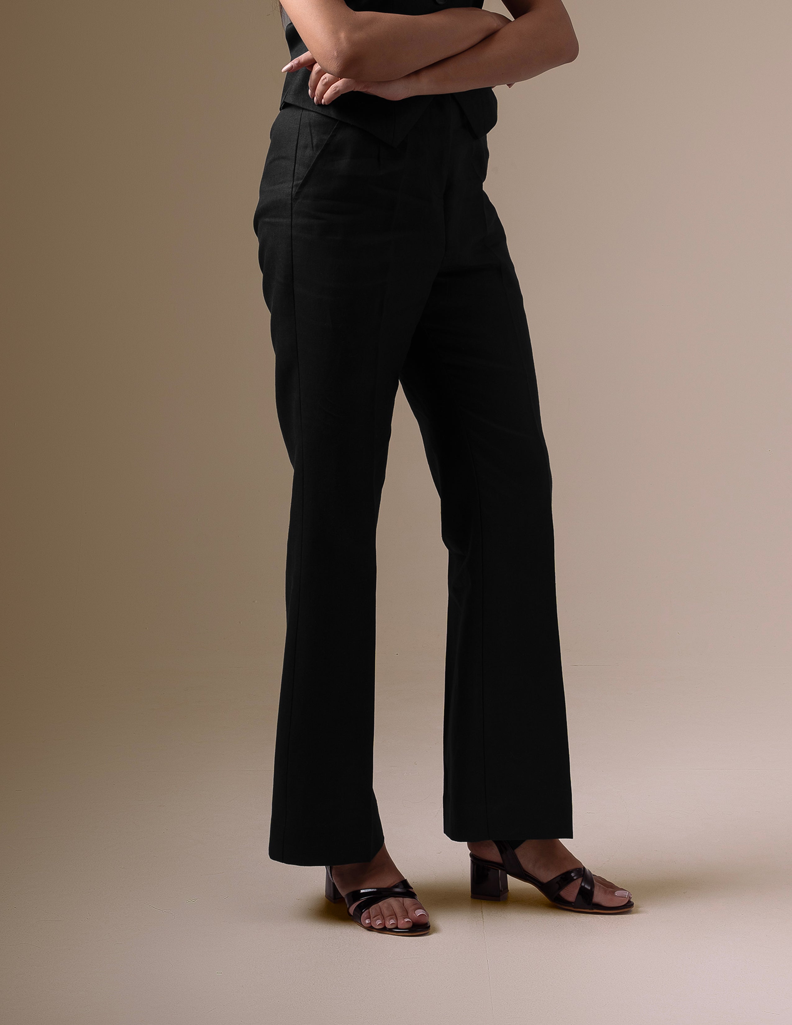 Black Linen Straight Fit