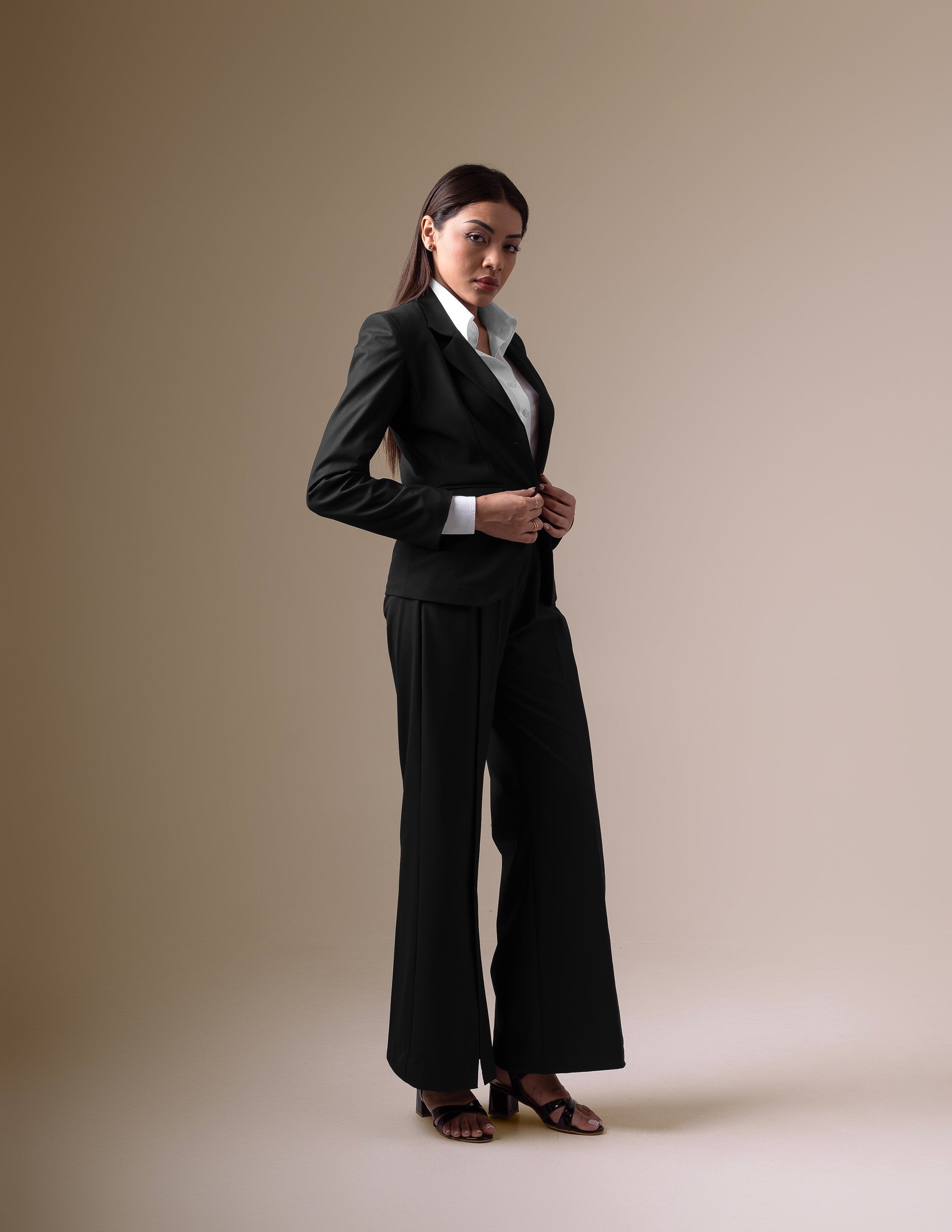 Black Blazer & Slit Trouser