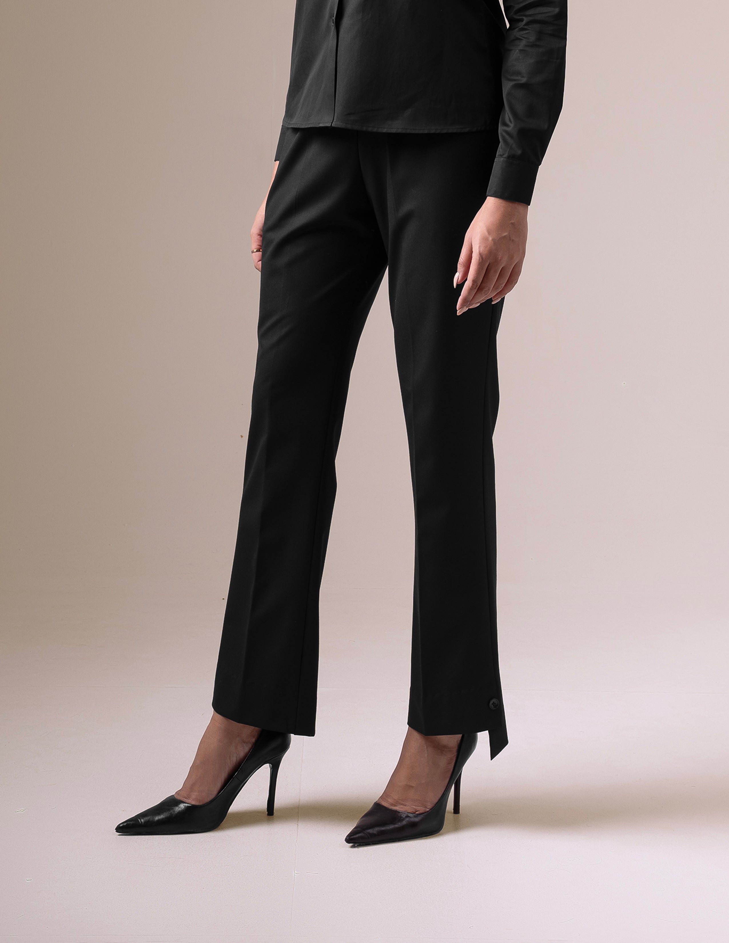 Black Side-Slit with Button Accent