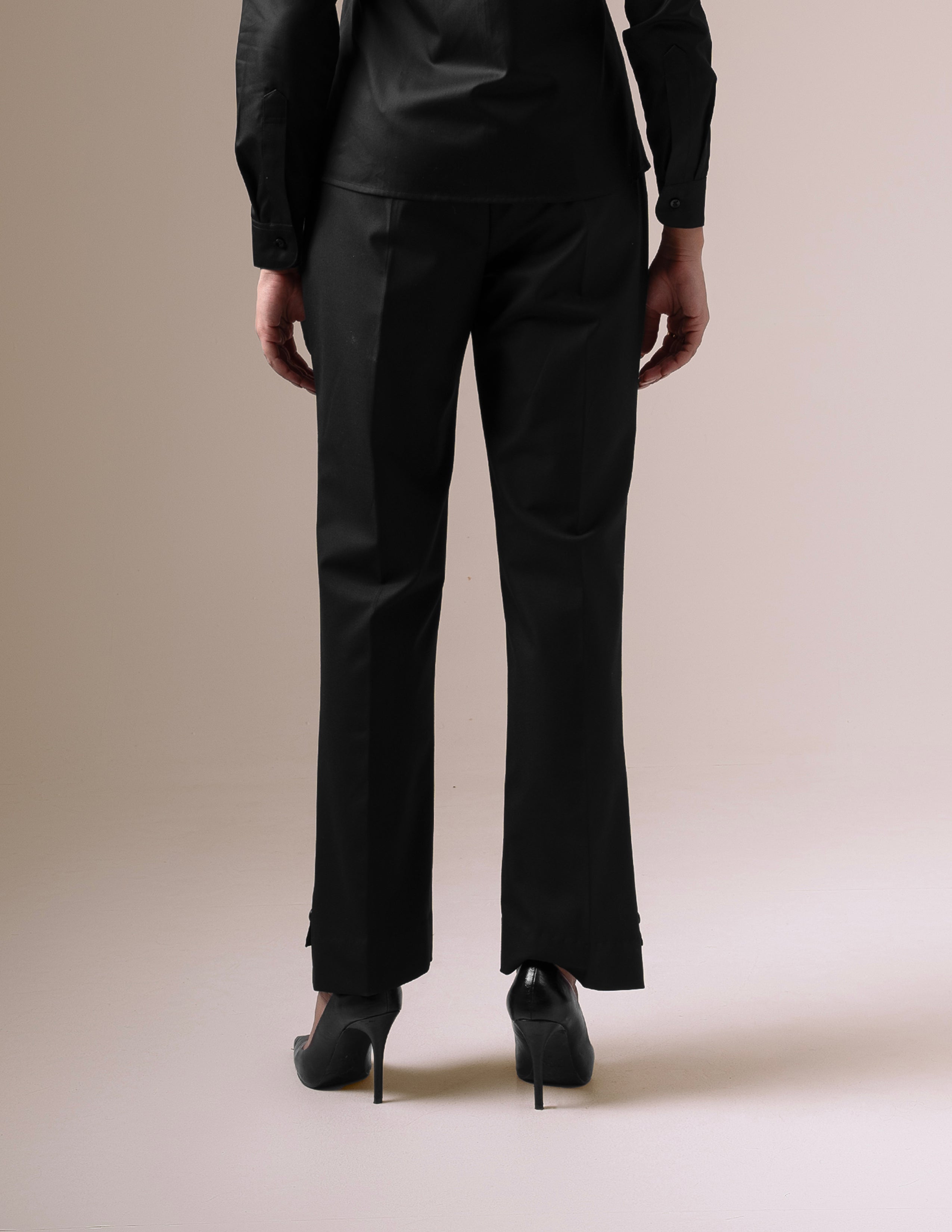 Black Side-Slit with Button Accent
