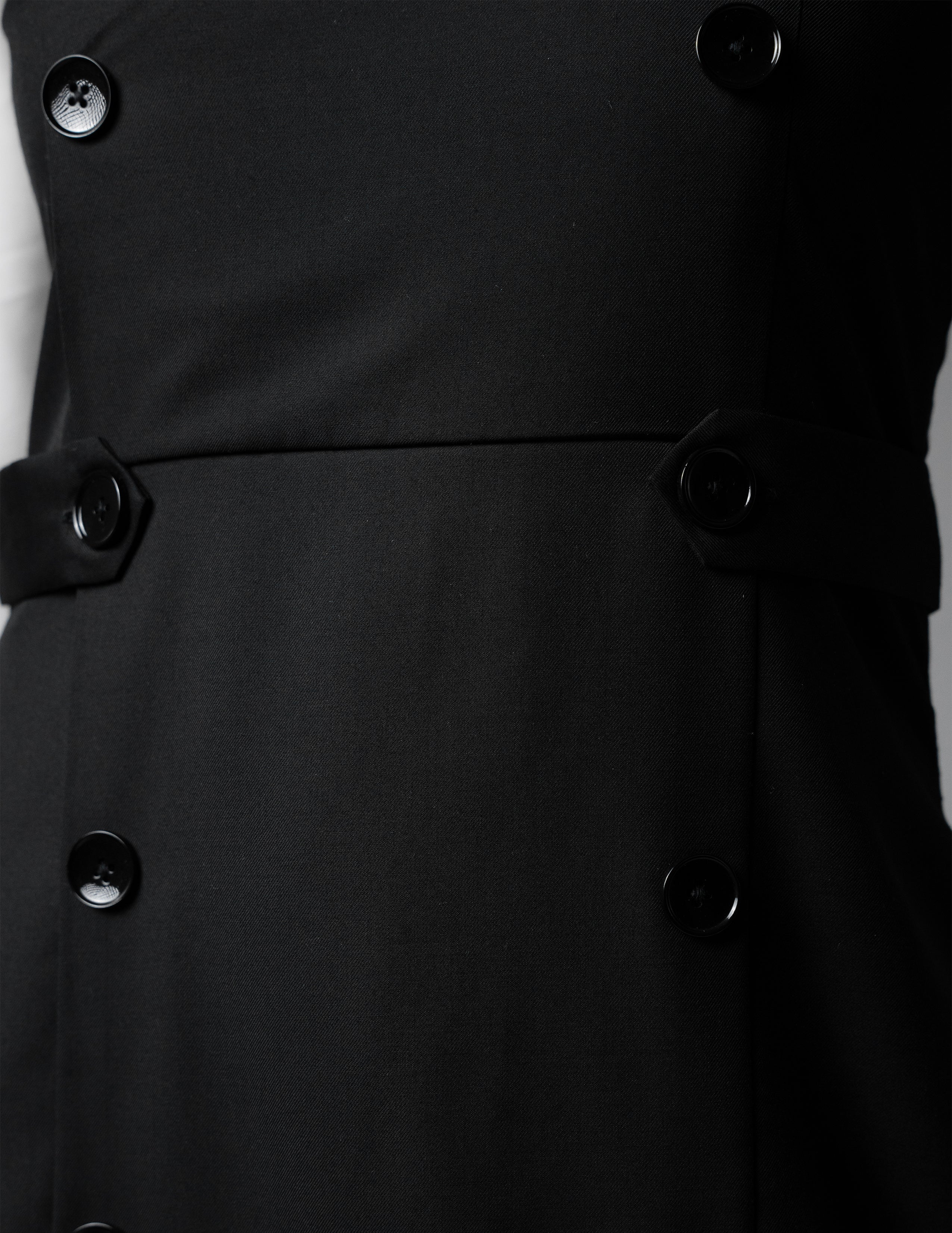 Black Double-Breasted Dress with Classic White Shirt