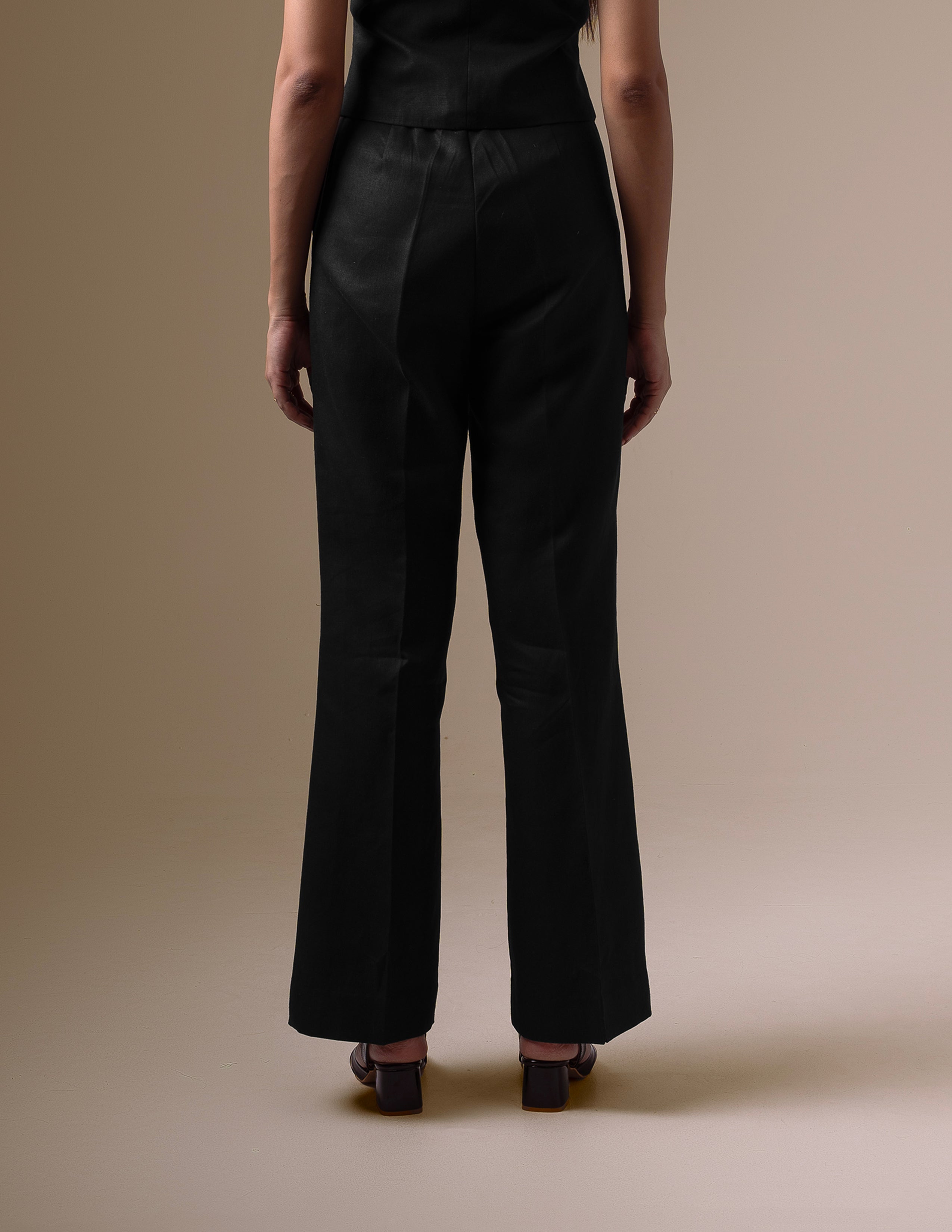 Black Linen Straight Fit