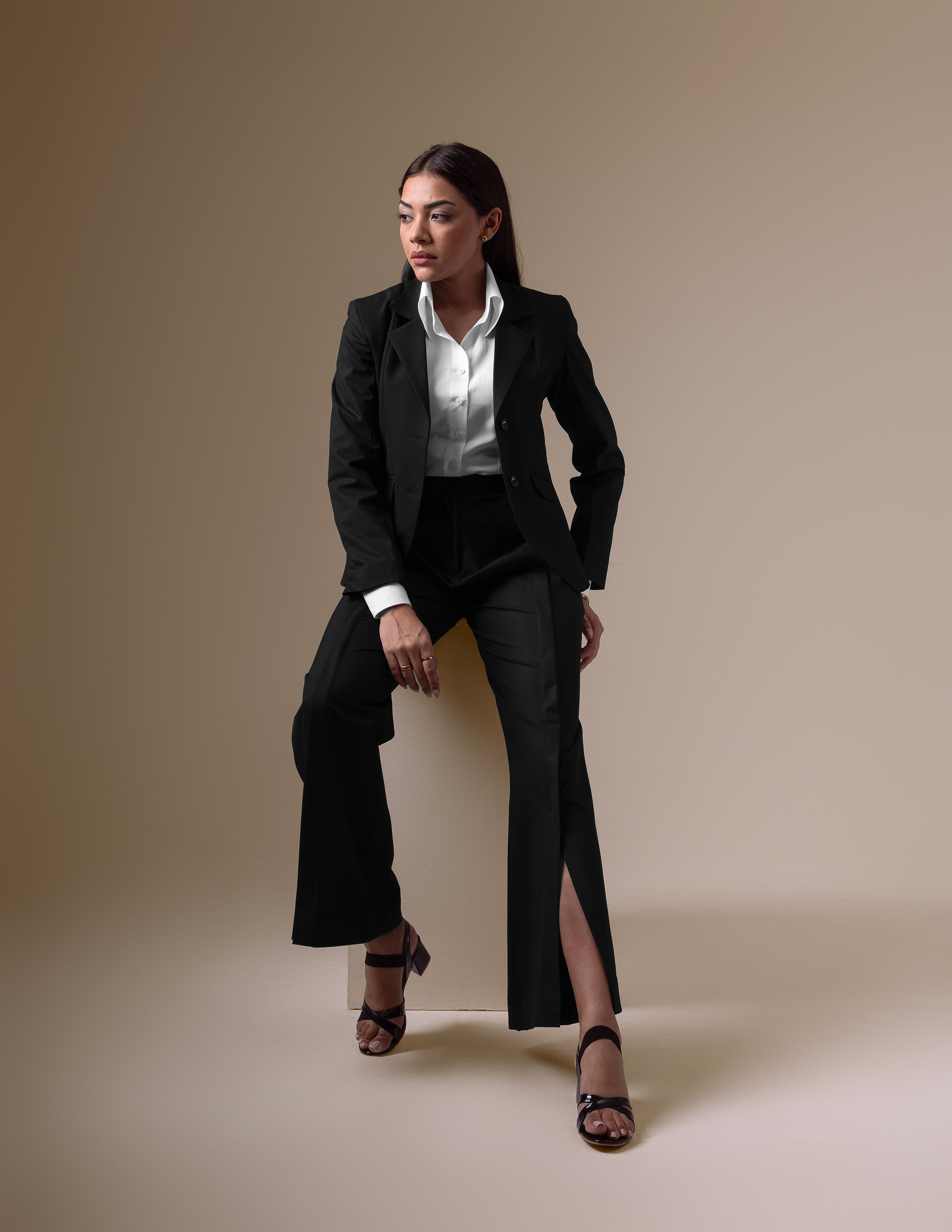Black Blazer & Slit Trouser