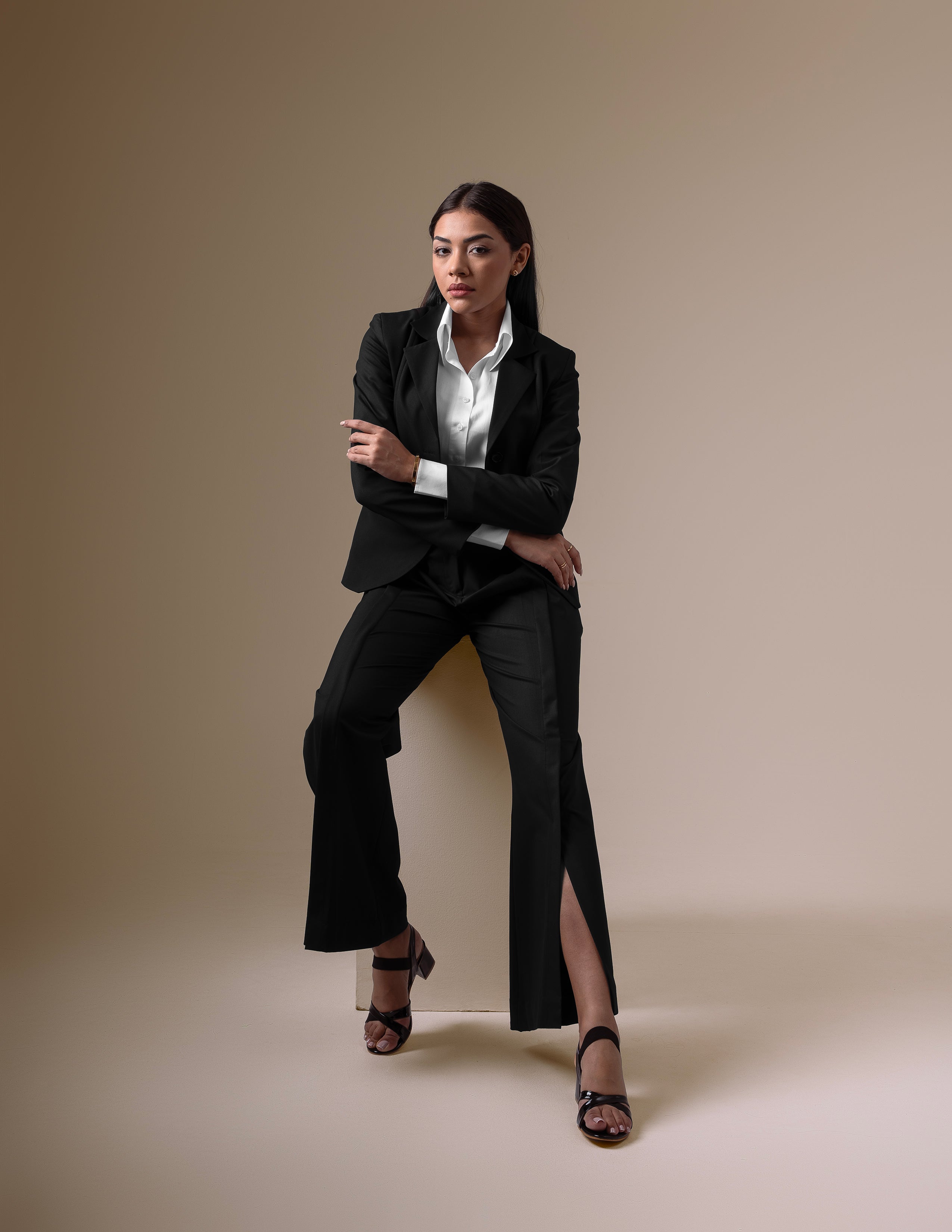 Black Blazer & Slit Trouser