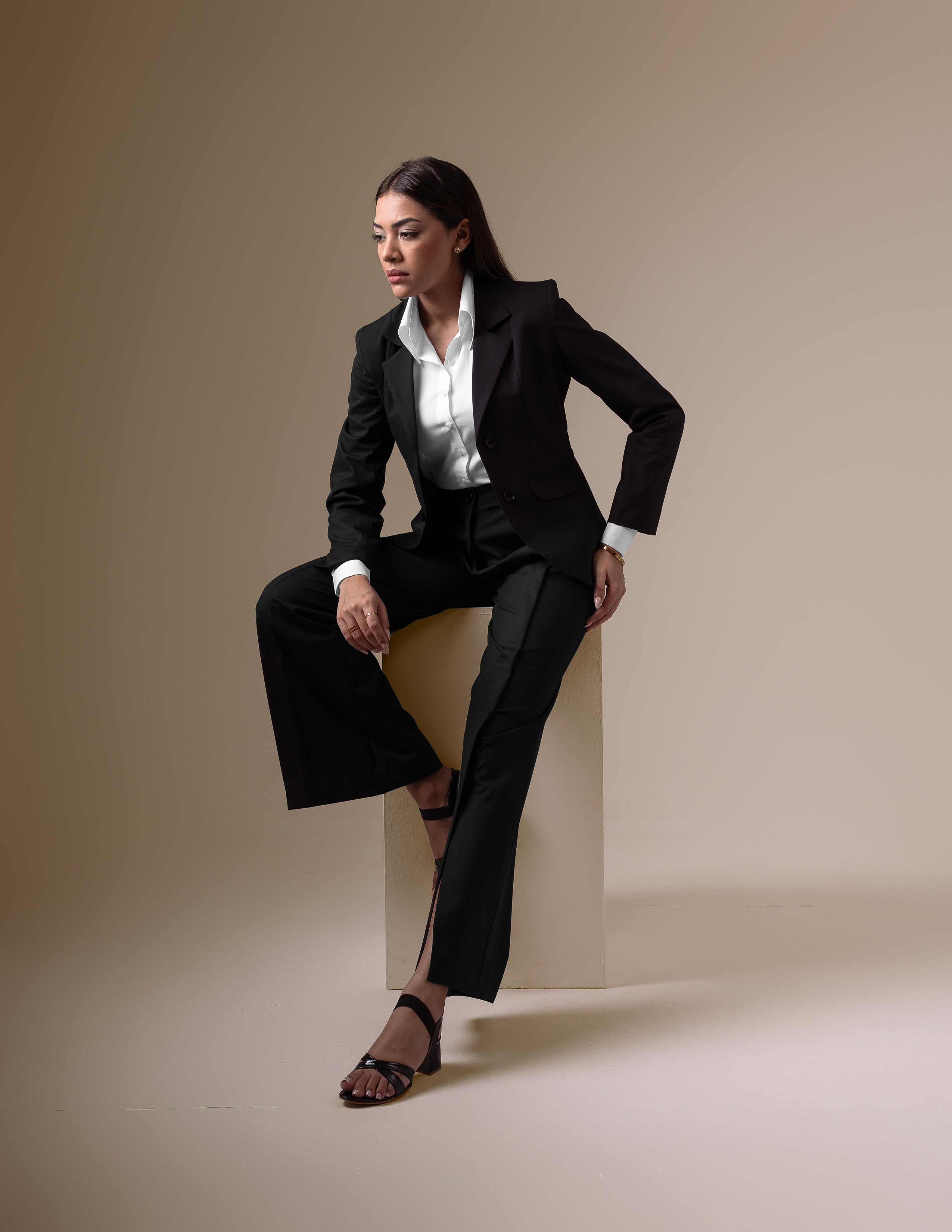 Black Blazer & Slit Trouser