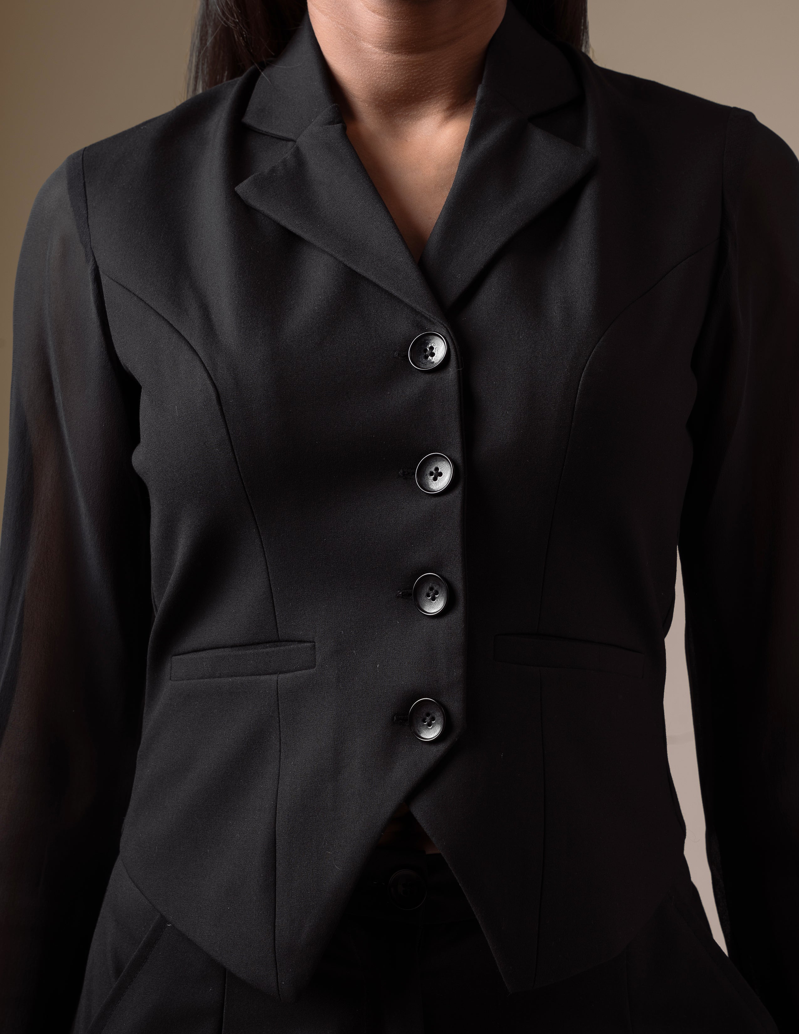 The Black Coat-Collar Waistcoat Set