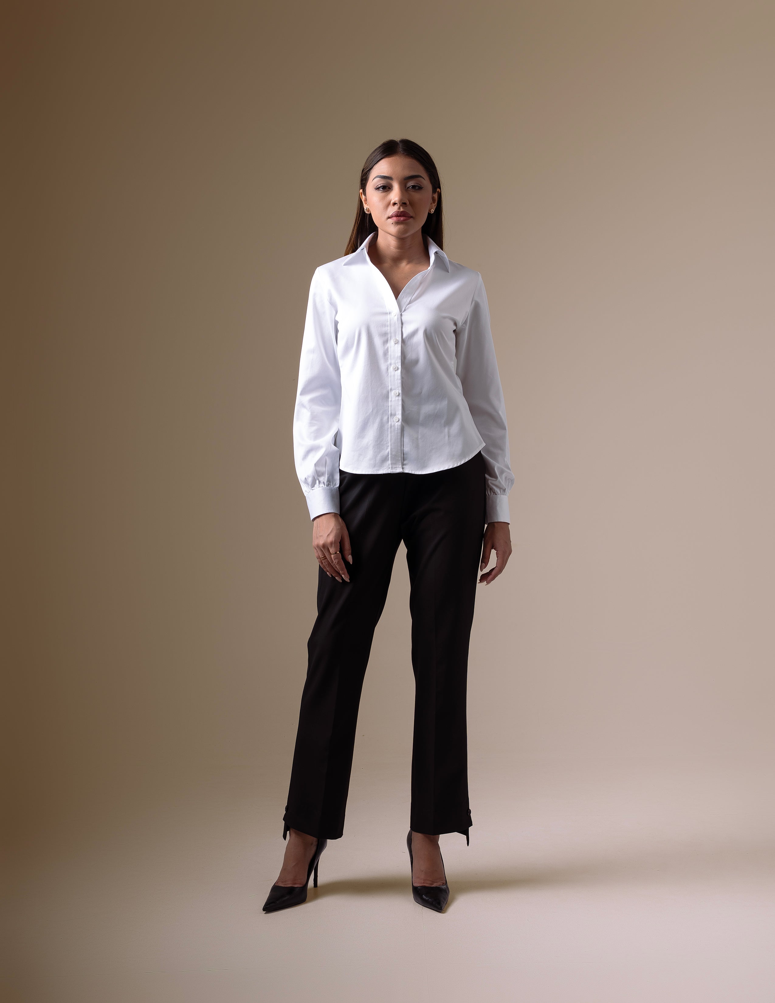 White V-Neck Corporate Shirt