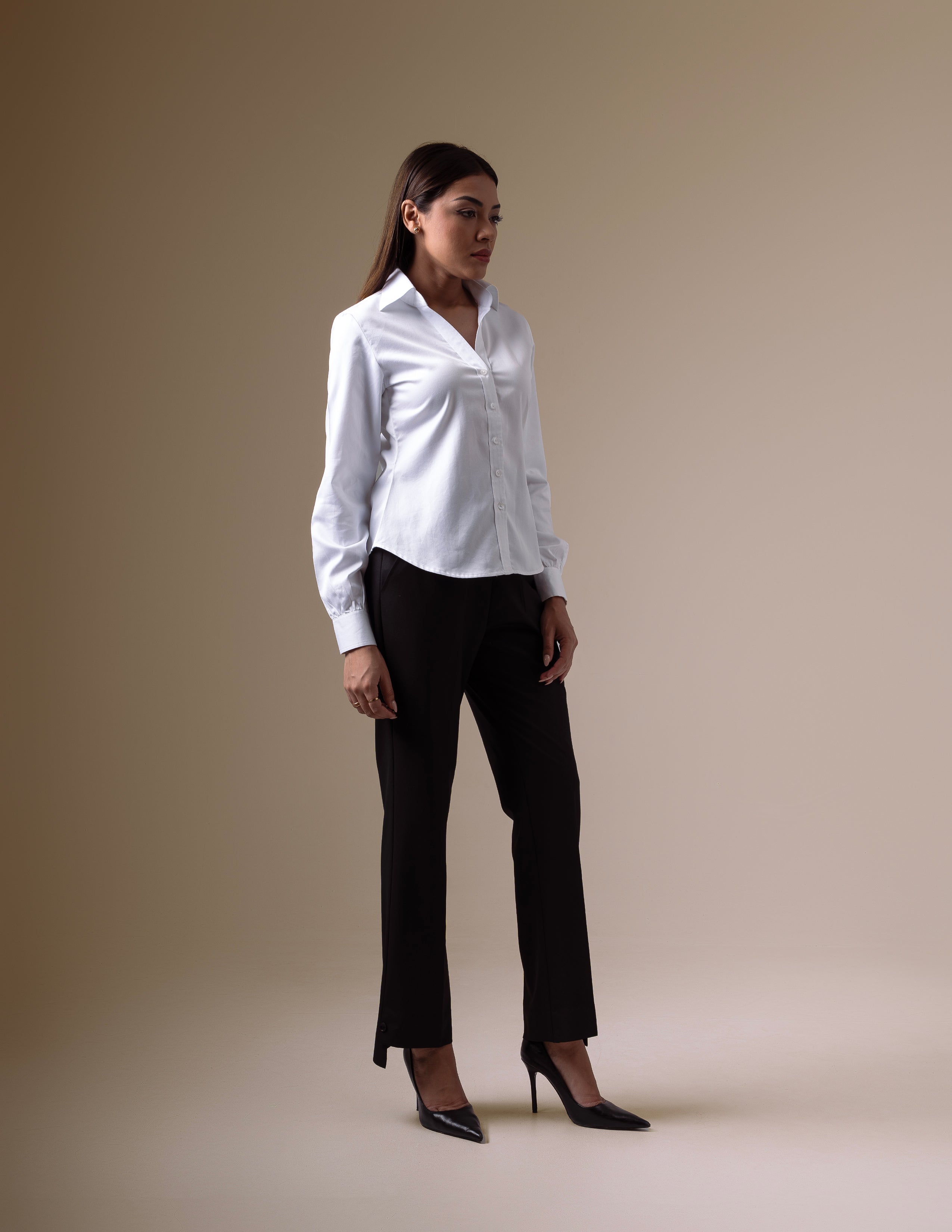White V-Neck Corporate Shirt