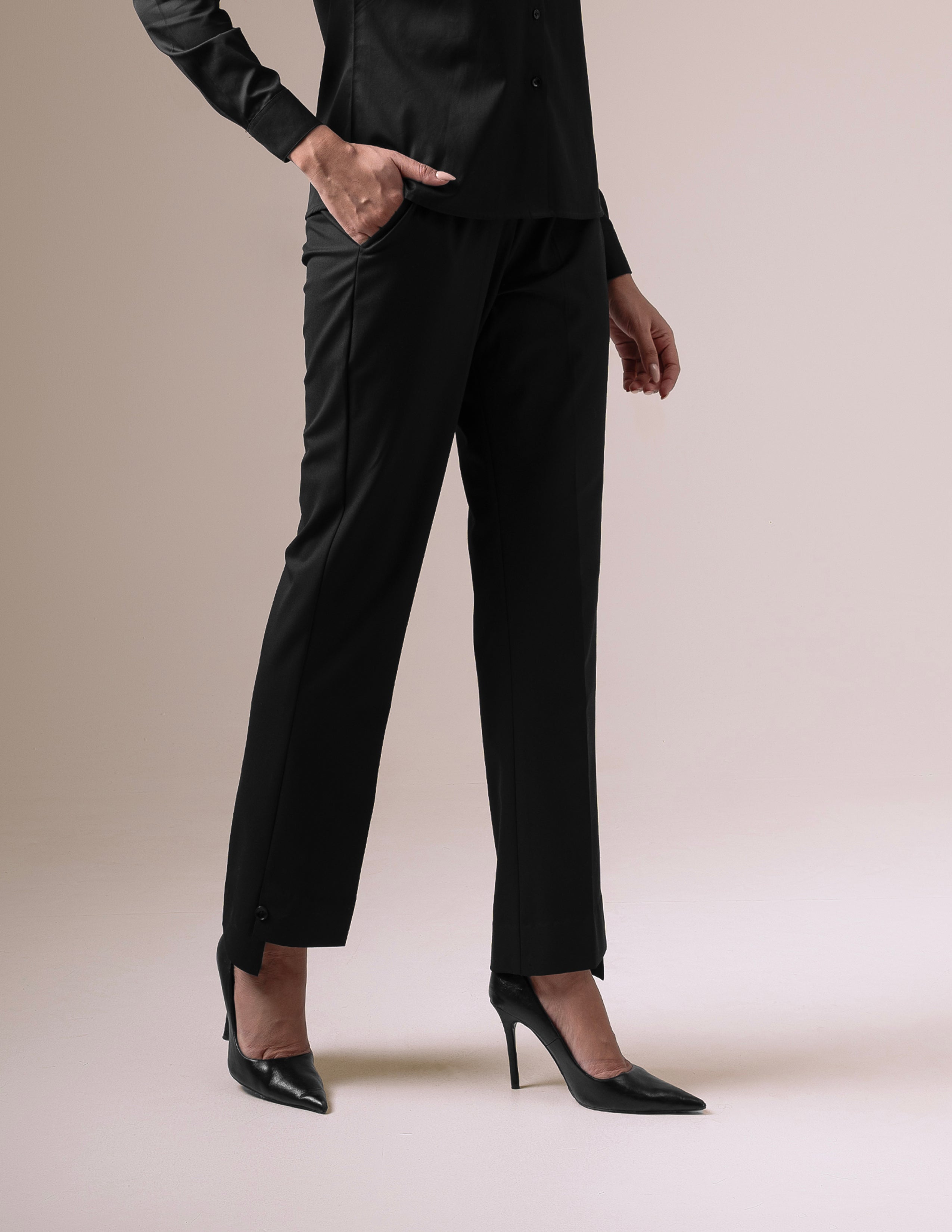 Black Side-Slit with Button Accent