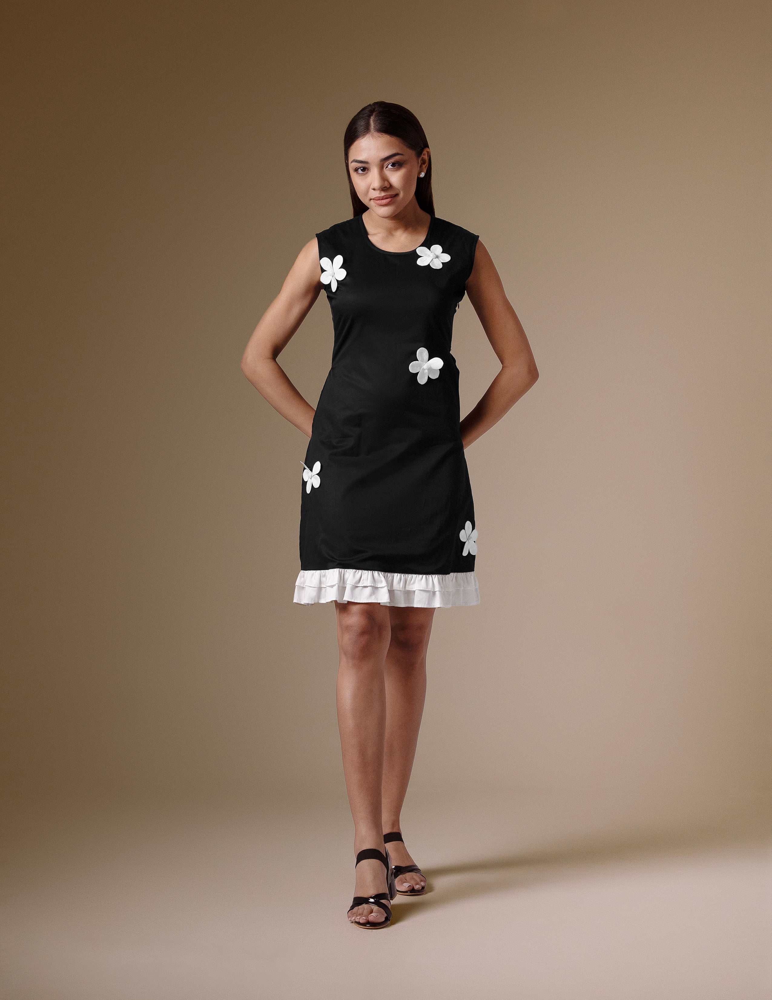 Black & White Floral Mini Dress